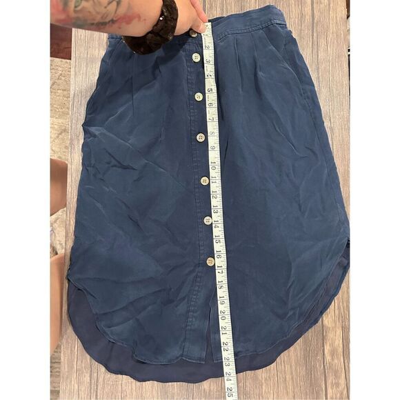 Madewell Navy Blue Button Front Silk Knee length Skirt Size XSY2K Feminine - Picture 12 of 12